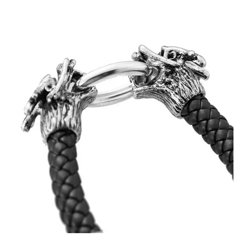 Мужские черные прочные кожаные браслеты в стиле панк рок готический череп