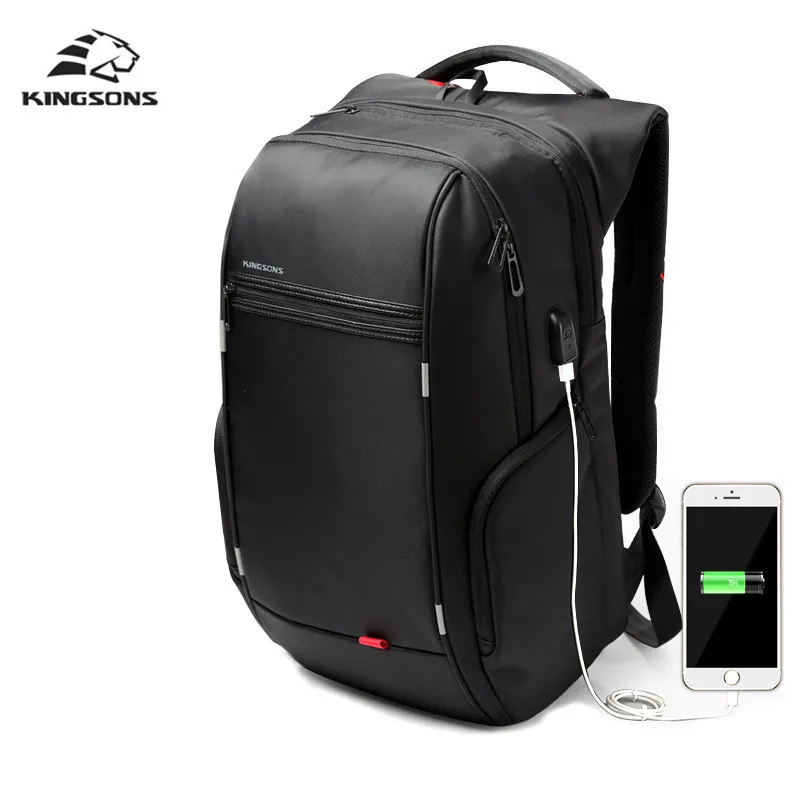 Kingsons 15 &quot17&quot рюкзак для ноутбука Внешний USB зарядка Компьютерные рюкзаки
