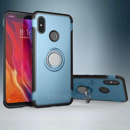 Navy Для RedMi Note 6 Note 7 pro K20 S2 5 Plus противоударный чехол для Xiaomi Mi 9 9T A2 lite Mi 8 Автомобильный держатель Подставка Крышка с магнитным кольцом - Цвет: Navy