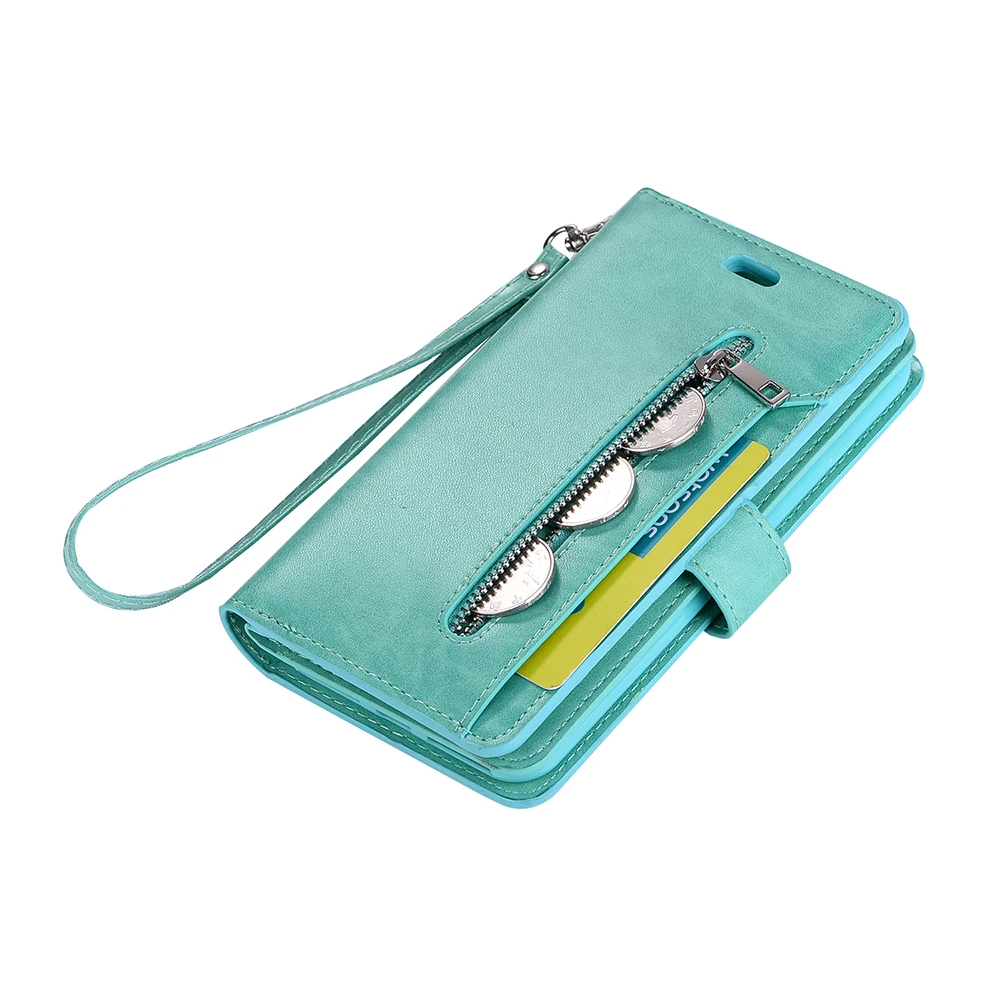 light green Чехол HAISSKY для samsung Galaxy S9, чехол S9 Plus, кожаный кошелек на молнии, 10 держателей карт, книжка, откидная крышка, Fundas для samsung S9 Plus - Цвет: light green