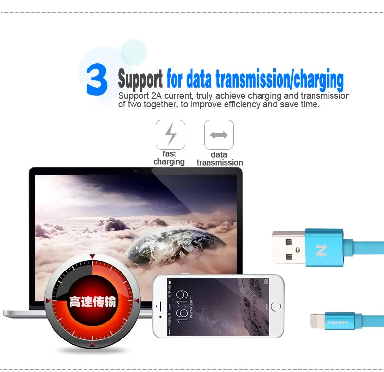 NOHON 8 Pin USB кабель для Apple iPhone 6 6S Plus 5 5S SE iPad 4 Air 2 USB кабель для быстрой зарядки и синхронизации данных