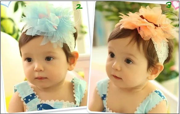 Top Sell Newborn Kids Headwear New Flower chiffon Hairbands Hair Accessories Girls lace Headband Hairband 56 | Аксессуары для