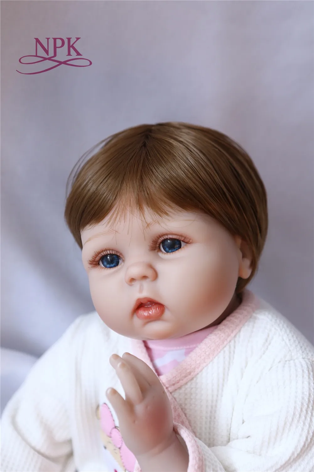 NPK 55 см дизайн Розовый Медведь Винил Reborn Baby Doll игрушка для девочек и мальчиков новорожденных куклы для детей подарки на день рождения детское платье