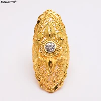 annayoyo new ethiopian white stone wedding ring for women gold color ring eritrea africa fashion ring middle east jewelry