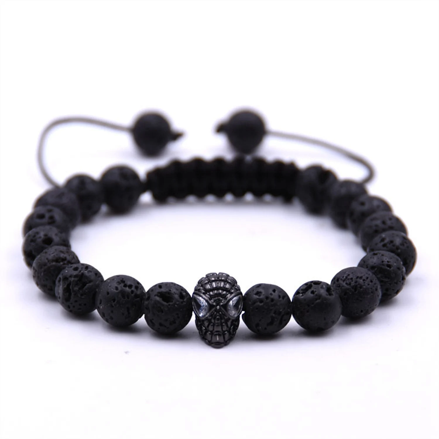Man Fashion Women  Gift For  Beautiful Beads 8MM Howlite Black Alien Braided Bracelet