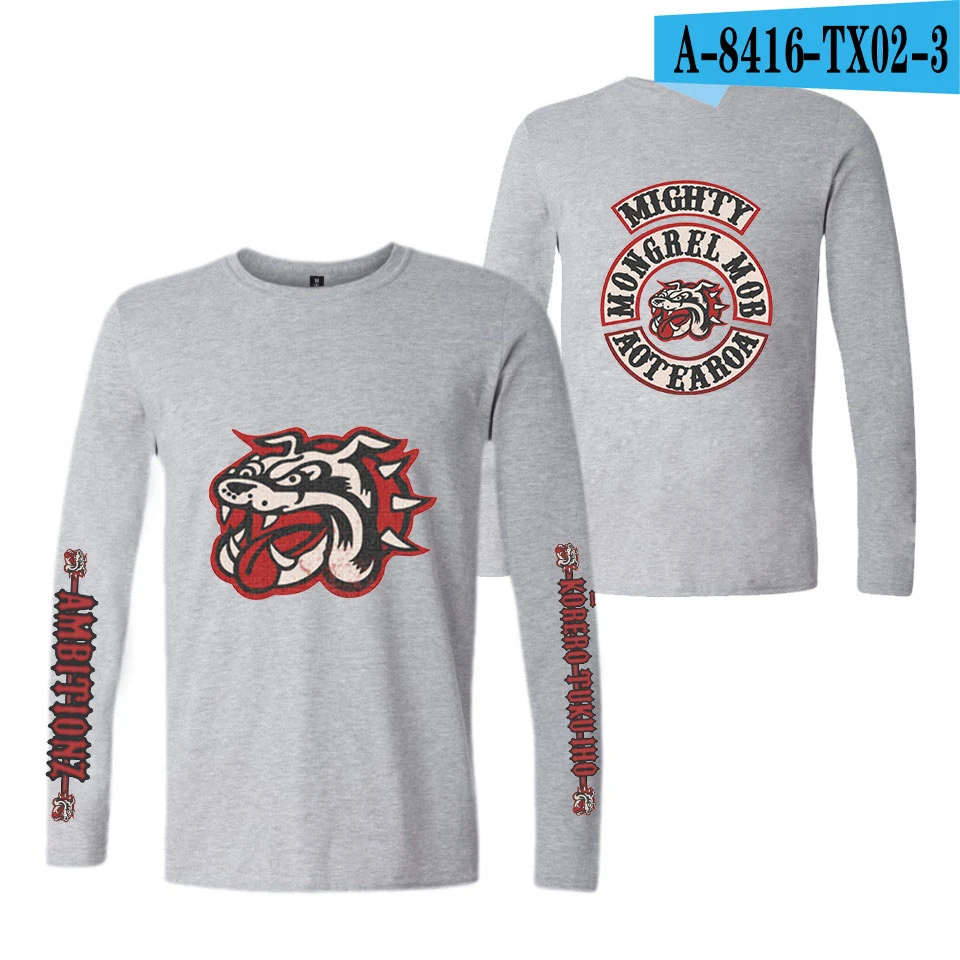 Mongrel Mob/модные футболки с длинными рукавами и принтом для женщин и мужчин, повседневные модные стильные футболки, горячая Распродажа, уличная одежда, футболки - Цвет: gray