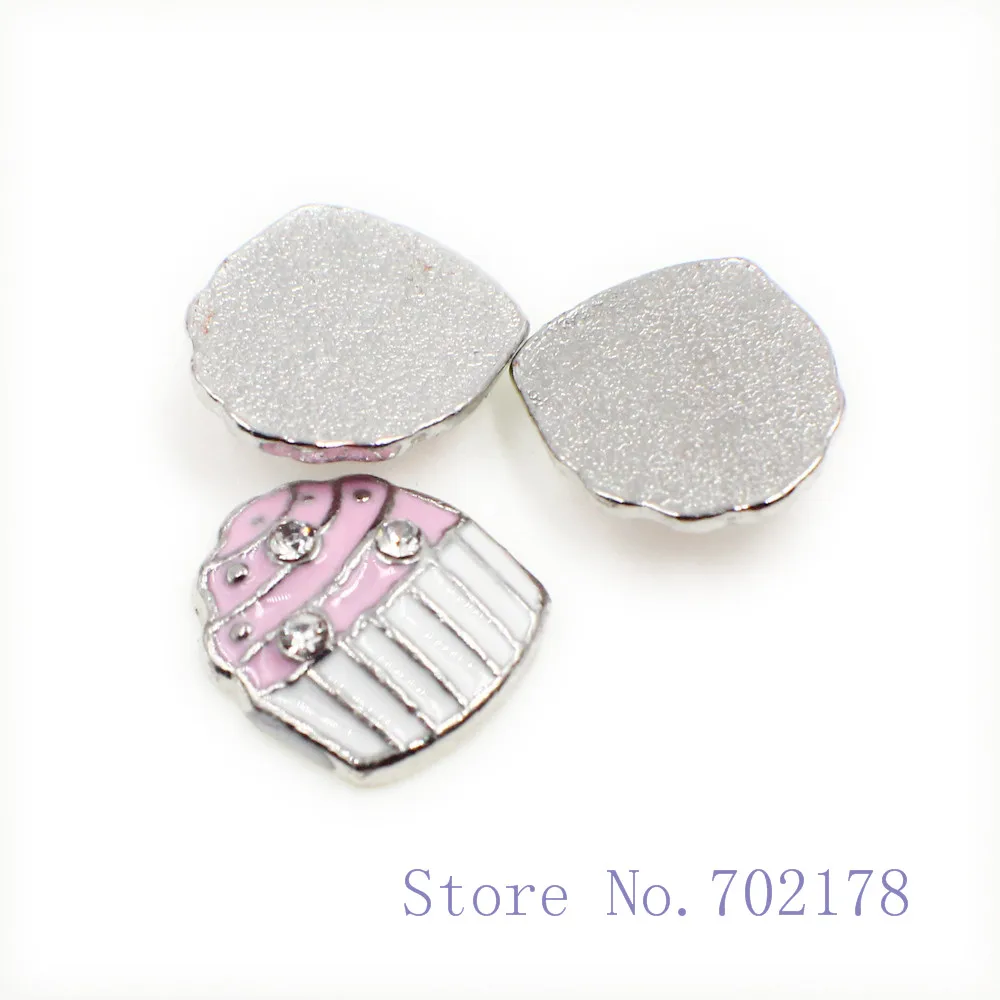 10pcs pink cake with crystal wholesales floating locket memory charms fit for DIY Accessories as gift FC1573 | Украшения и