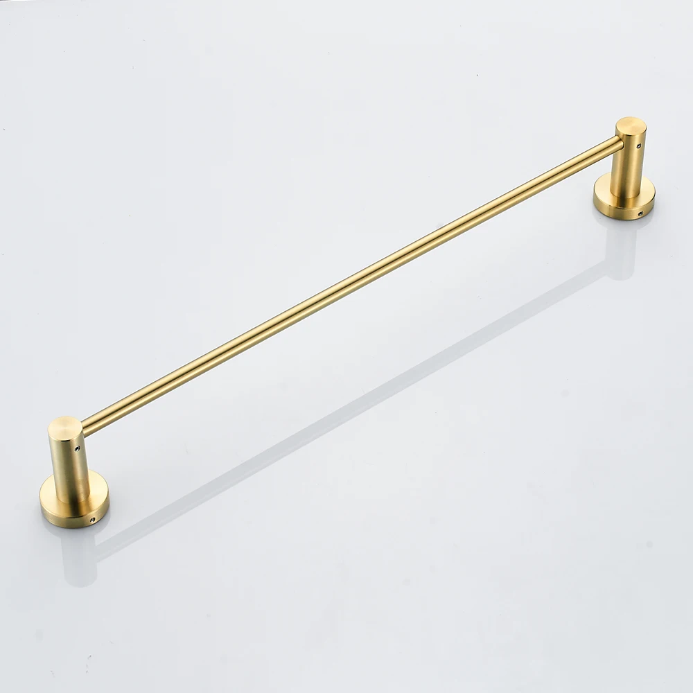 Leyden Bathroom Brushed Gold Towel Bar Single Rod Holder 24 Inch Length Solid Stainless Steel Wall Mounted Round Bottom | Обустройство