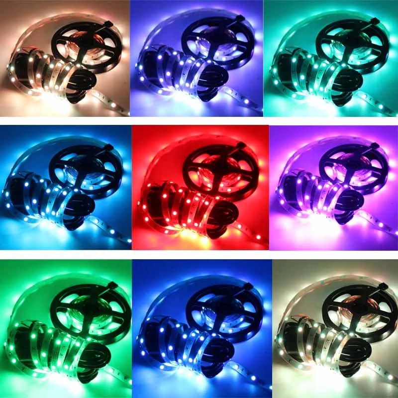 5050 RGB led ленточный светильник 5 м 10 м 30 светодиодный/м гибкий ip 20 водонепроницаемый неоновый светильник tira ленточная лента 44 к контроллер постоянного тока 12 В набор адаптеров