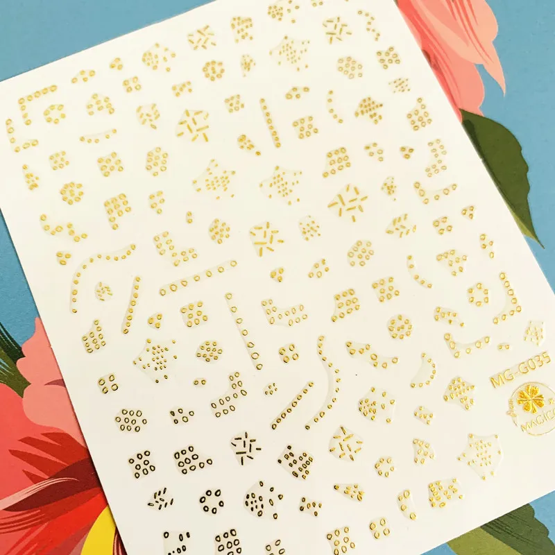 

Newest MG-G035 gold Circle 3d nail art sticker nail decal stamping export japan designs rhinestones decorations