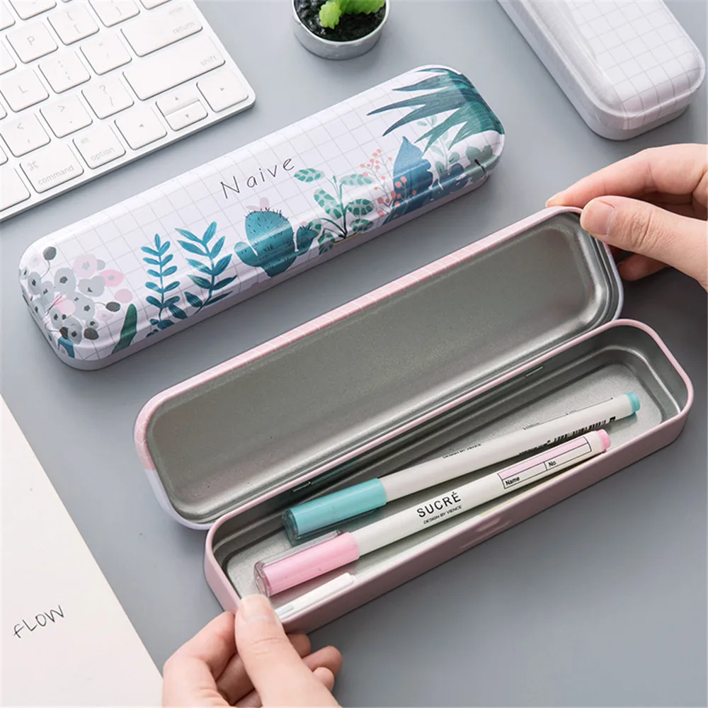 1 шт. креативные свежие растения железная жесть кавайный пенал канцелярские