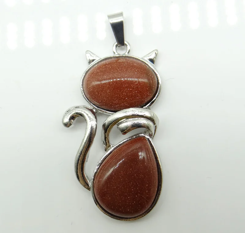 10 шт. винтажный стиль кулон с милым котом ожерелье из натурального кварца камень