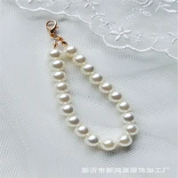 new fashion cute strand pearl keychain for women gold key chain fmeale bag car charm trinket diy jewelry accessories gift