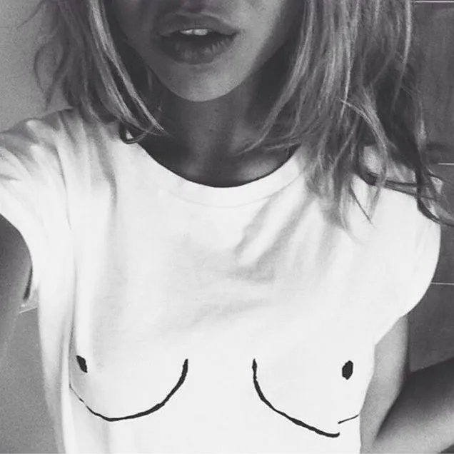 2018 горячая Распродажа летняя футболка для женщин белая с принтом в виде груди