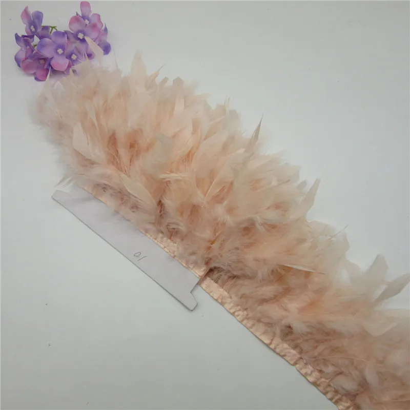 

New 20 Meter coral fluffy Beautiful Turkey feathers ribbon fringe 10-15cm turkey feather trimming for carnival Diy costumes