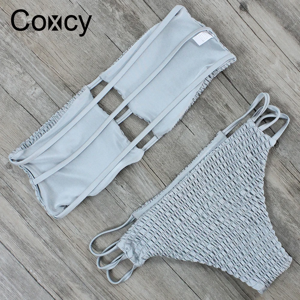 Coxcy Для женщин пикантные копченая бикини купальный костюм двухслойные пляжная