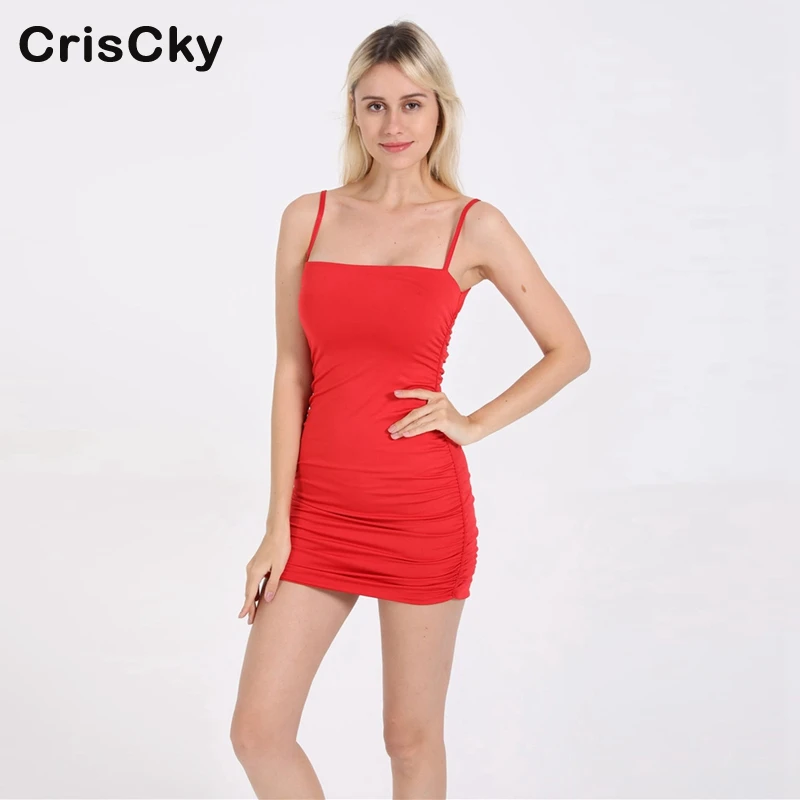 CRISCKY модное сексуальное женское Клубное платье без рукавов тонкое летнее