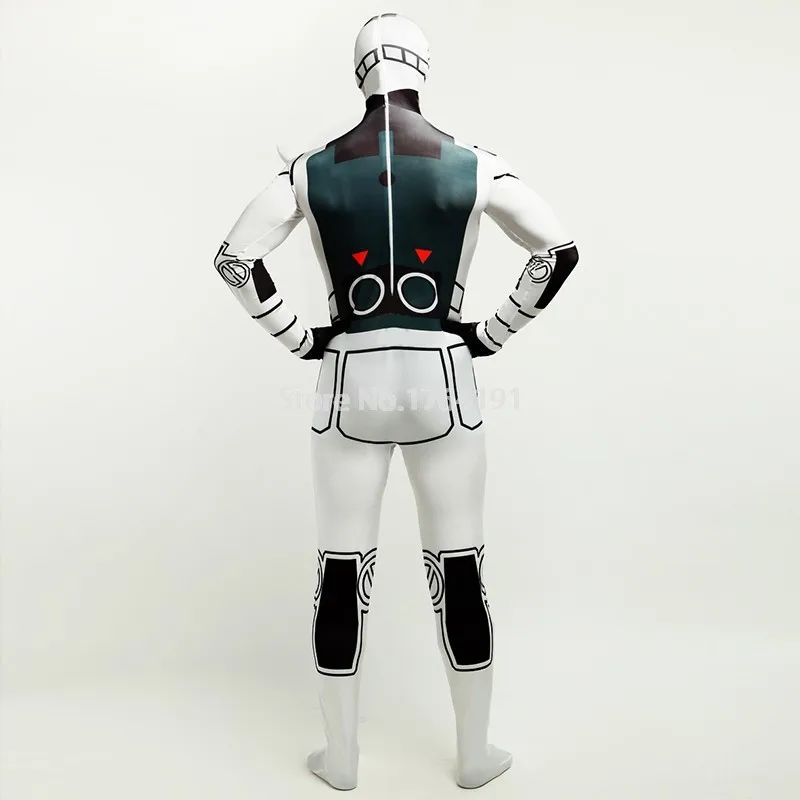 Фирменная новинка Белый лайкры Средства ухода за кожей Zentai Комбинезон Хеллоуин роботы Косплэй костюм