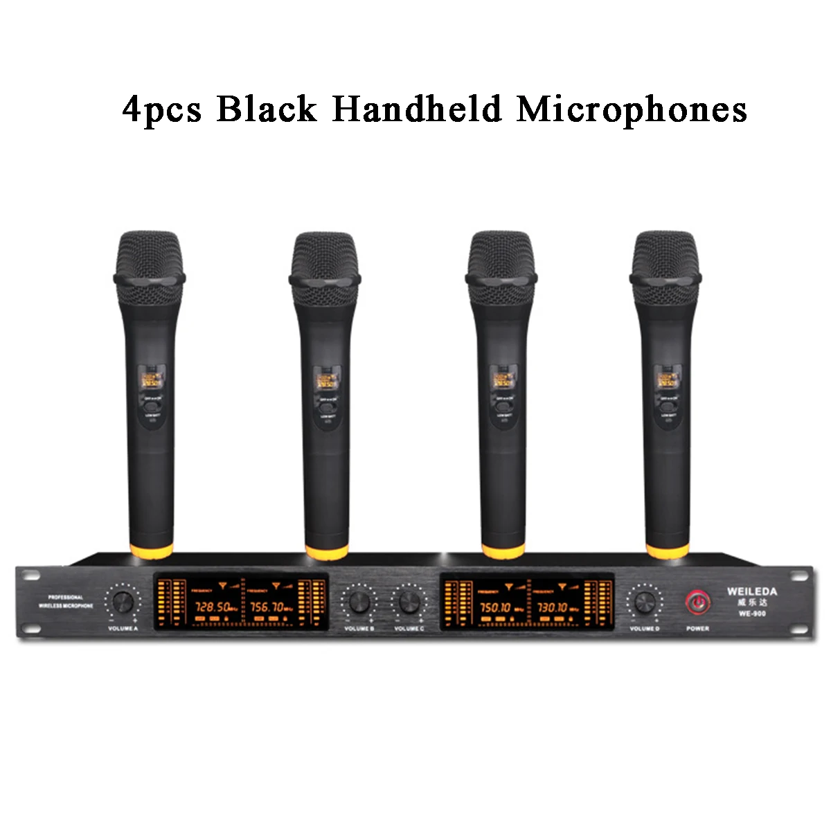Black 110-220 В УВЧ 4 канала профессиональный ЖК беспроводной микрофон Беспроводная система головной микрофон светодиодный дисплей чувствительный для KTV - Цвет: Black
