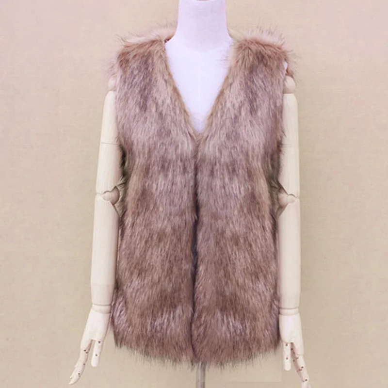 fur Женский жилет из искусственного меха без рукавов, куртка размера плюс 3XL, флисовый пушистый жилет для женщин, Весенняя зимняя теплая верхняя одежда для женщин - Цвет: fur