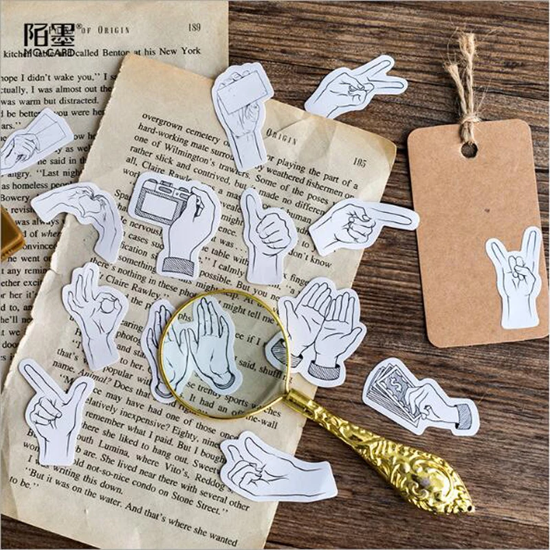 46 шт./кор. Творческий черно-белые жесты Стикеры украшения DIY Скрапбукинг