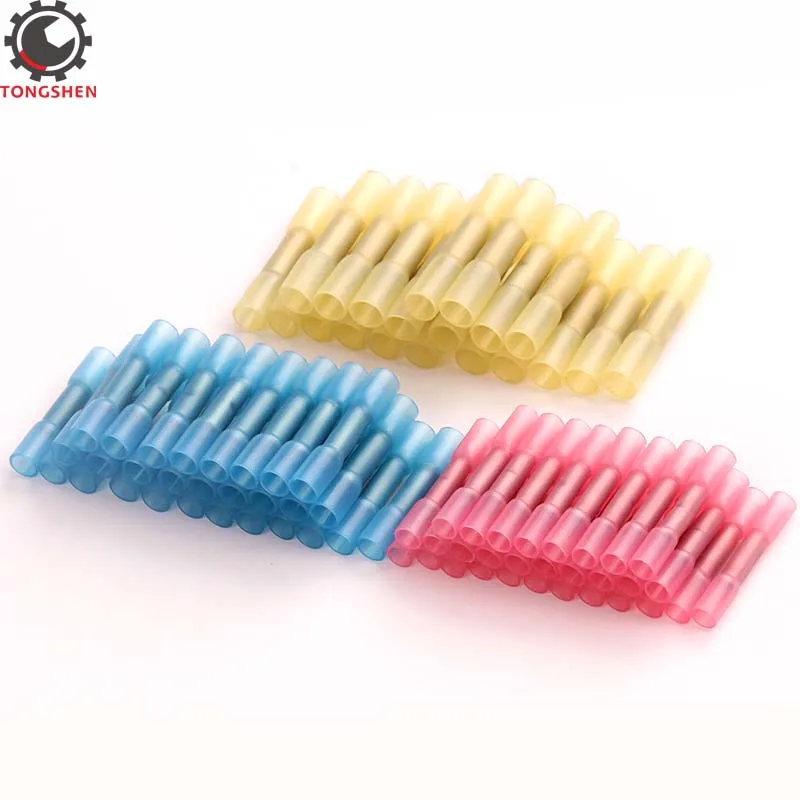 

30/60pcs Insulated Heat Shrink Butt Terminal 3Sizes Crimp Terminals Insulated Electrical Wire Cable Connectors 22-10 AWG