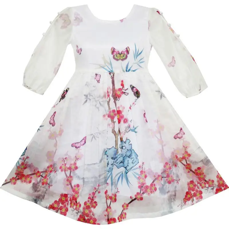 

Sunny Fashion платья для девочек Бабочка Элегантный Китайский Цветок сливы бамбук 2020 Лето Принцесса Свадьба Вечеринка Платья 4-10 Карнавал