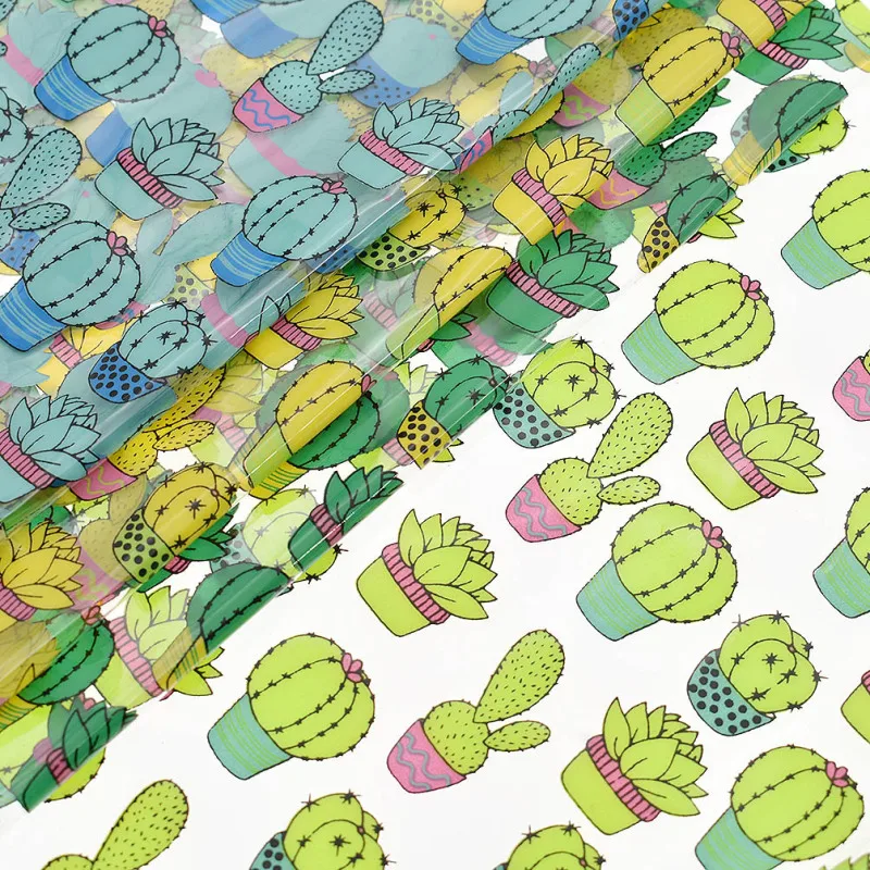1/2 ярд кактус печатная ткань прозрачный ПВХ искусственная кожа винил для луков