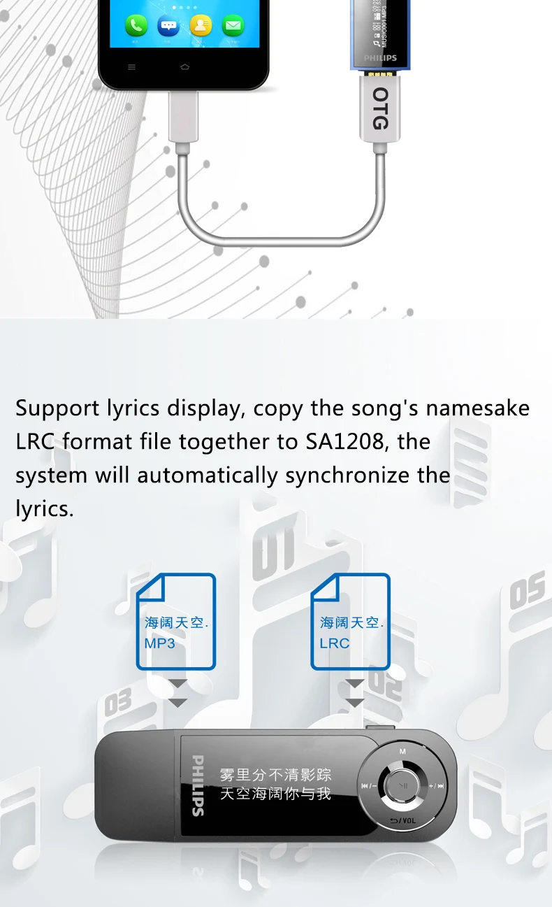 PHILIPS FM MP3 музыкальный плеер для детей Lossess Hi-Fi качество полного звука для студентов SA1208