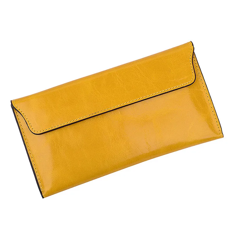 Design genuine leather female wallet girl vintage First layer of leather oil waxing oil cowhide envelope women card holder