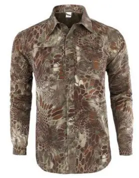 SNAKE GREEN ESDY/летняя рубашка в армейском стиле, быстросохнущие дышащие мужские рубашки с длинным рукавом и отстегивающимися ножками, две части - Цвет: SNAKE GREEN