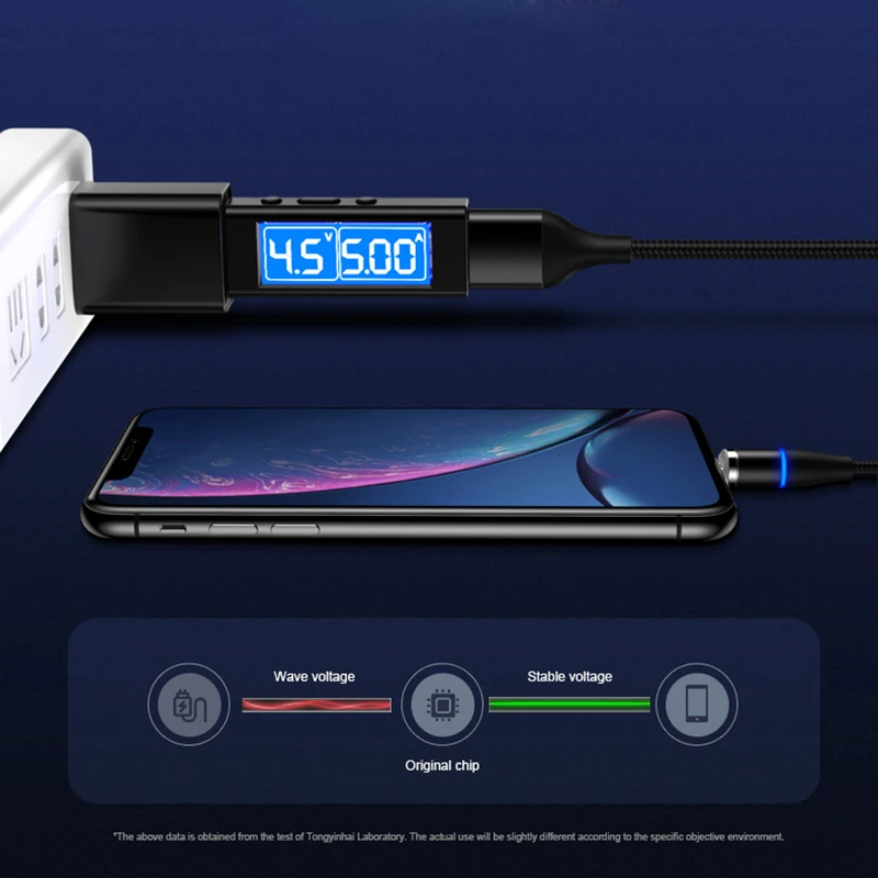 5A Магнитный кабель светодиодный с разъемом USB типа C супер быстрый зарядный для