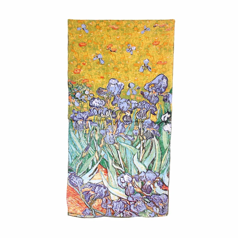 100% шелковый продолговатый женский шарф накидка шаль известная картина маслом