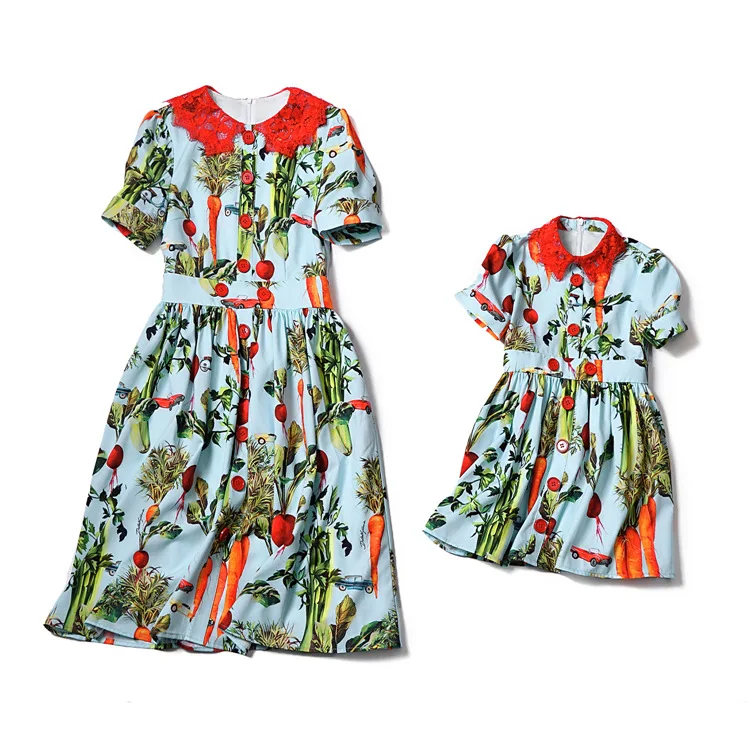 Платье для мамы и дочки с кукольным воротником | Мать ребенок