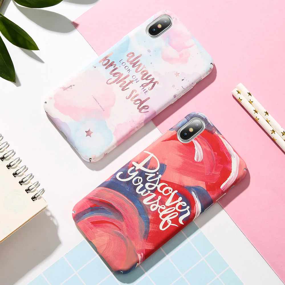KISSCASE PC Dye Water Shell Case For iPhone XS XR MAX X Watercolor Ink Hard Cover 7 8 6 6S Plus 5 5s se Fundas |