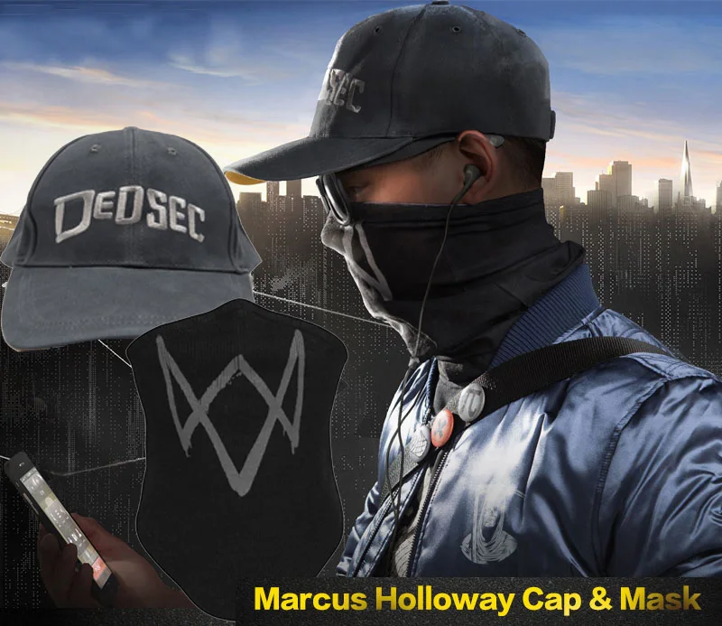 Новое качество Watch Dogs 2 Маркус Холлоуэй Кепки Косплэй шапка маска для лица шарф