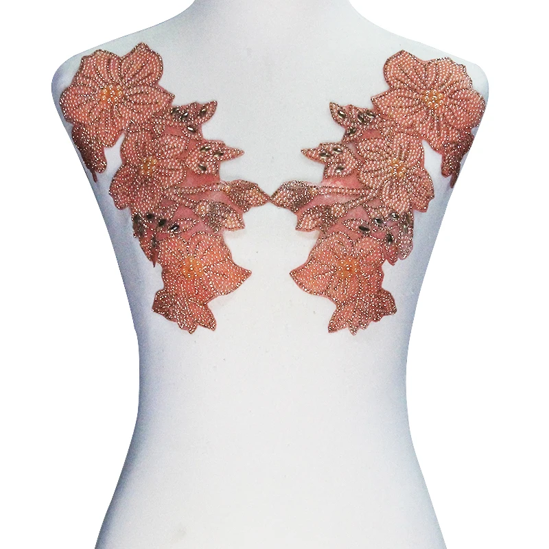 5 пар зеркальные Стразы с цветами и бусинами|iron on motifs|hot fixrhinestone heat transfers |