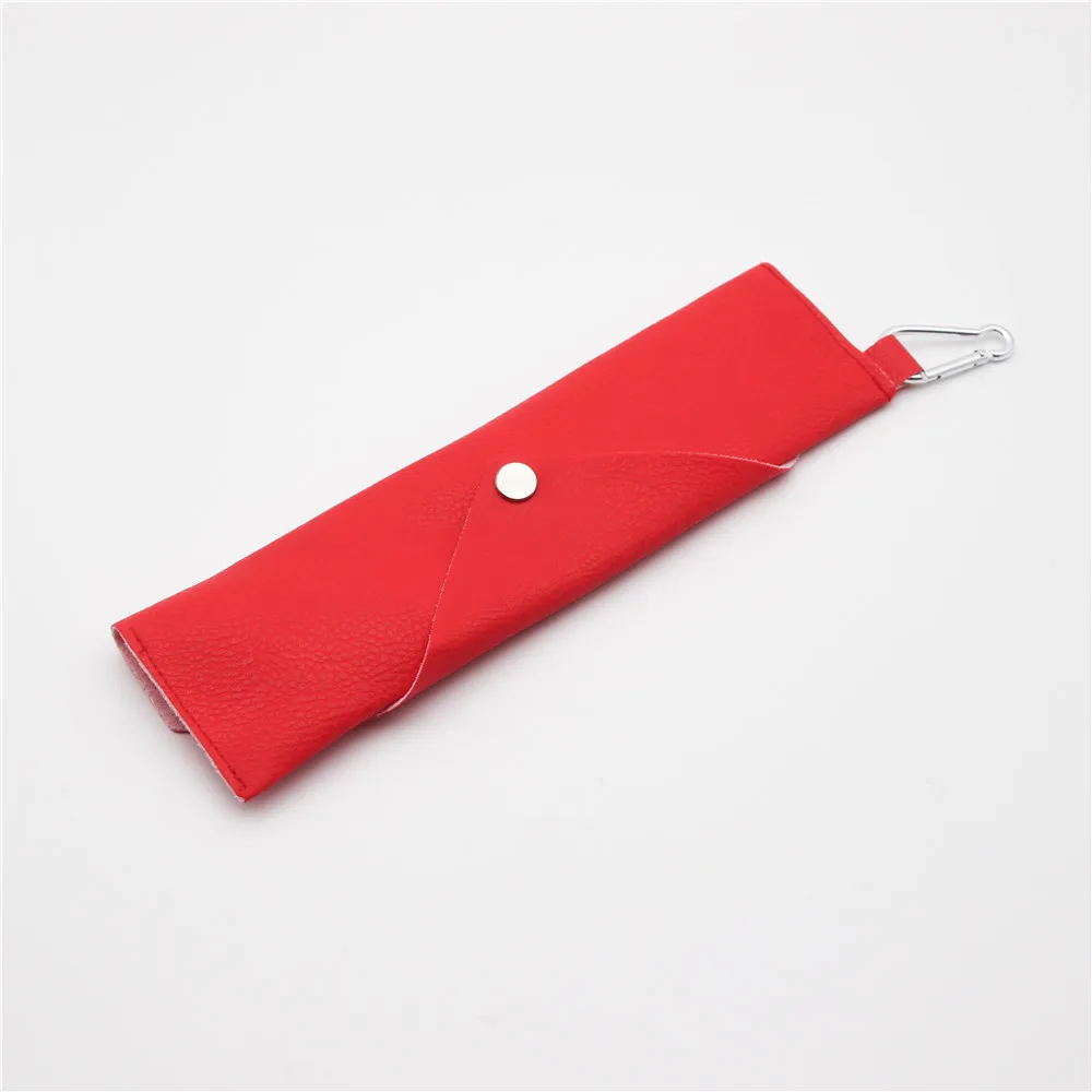 Red bag Деревянный нож, вилка, ложка, набор столовых приборов, набор столовых приборов из бамбуковой соломы, набор столовых приборов с кожаной тканью, сумка, палочки для еды, для путешествий - Цвет: Red bag