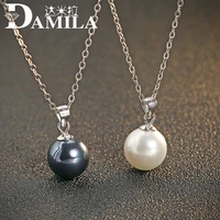 fashion seashell pearl necklaces pendants silver 925 black or white pearl pendant for women no necklace jewelry accessories