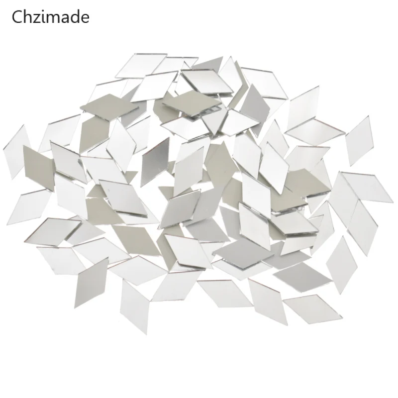 Lychee Life 100Pcs Diamond Shape Glass Mirror Mosaic Tiles Bulk Home Crafts DIY Wall Artwork Supplies