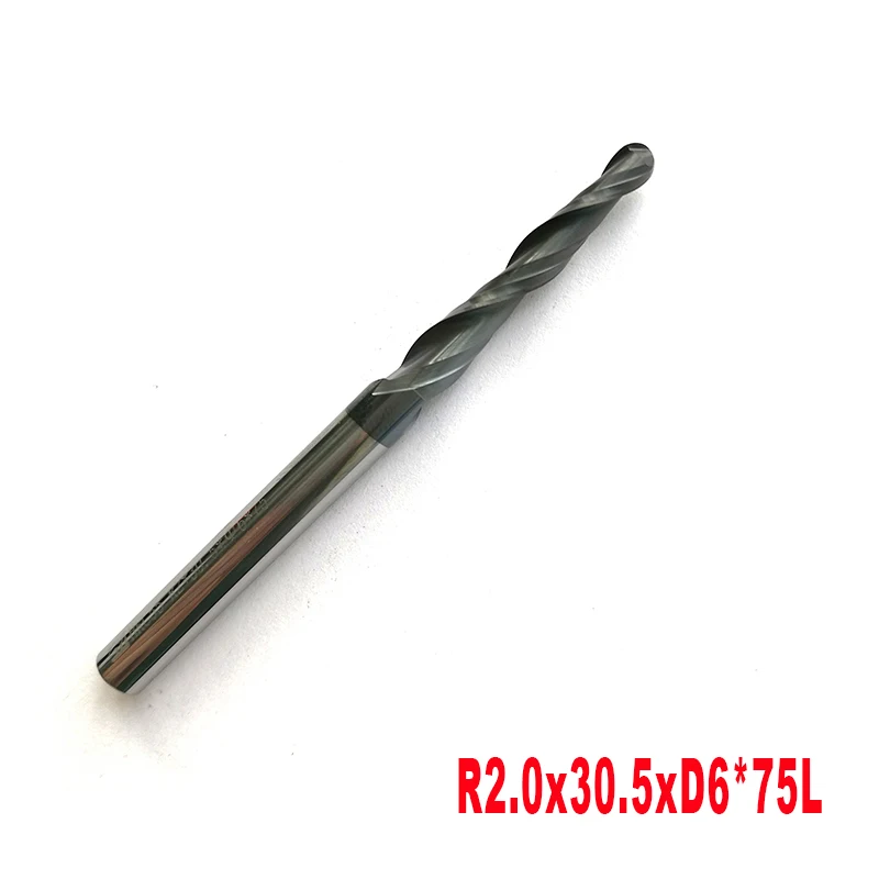 

1pc 6mm shank 2 flutes HRC55 Tungsten solid carbide Tapered Ball Nose End Mills and cone cutter