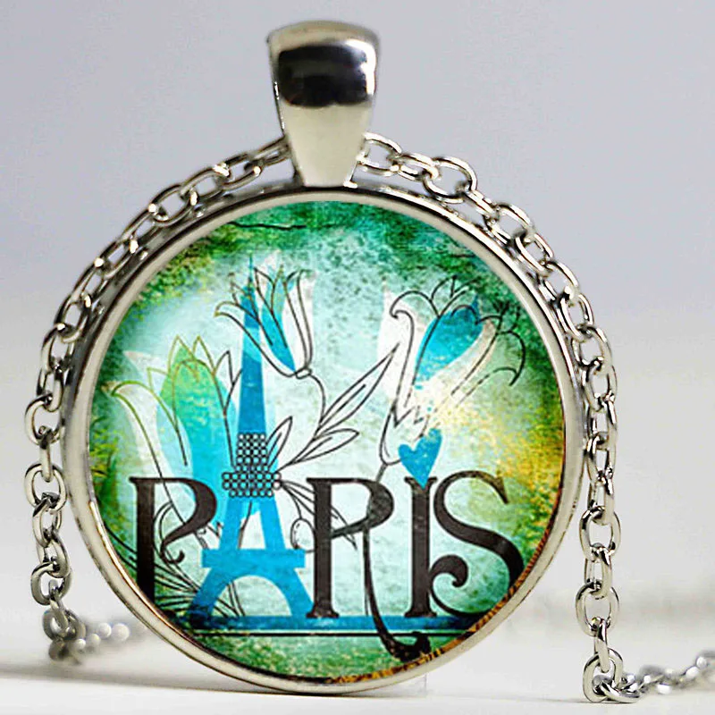 Цвета Франция Париж стеклянная подвеска ожерелье амулеты Эйфелева башня