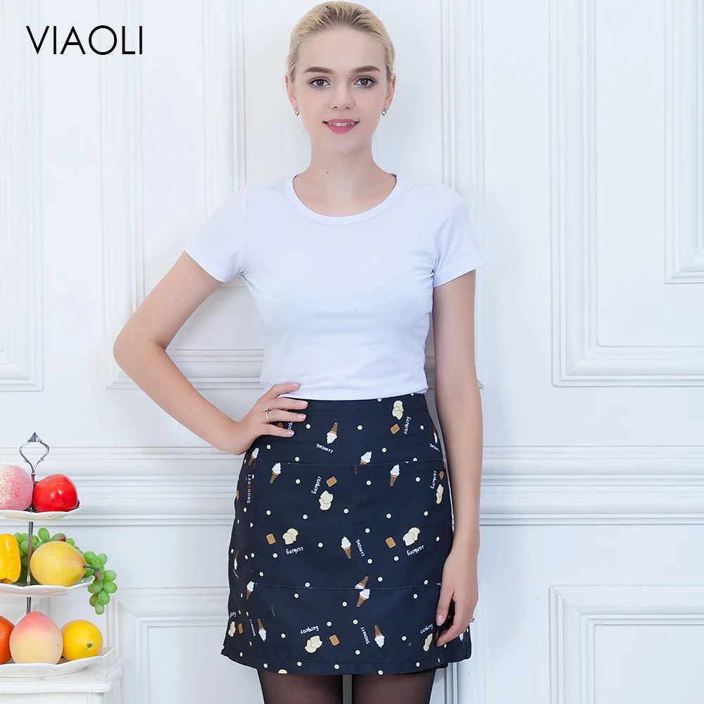 

Chef Aprons High Quality Women Men Kitchen Hotel Coffee Shop Bakery Chef Waiter Cleaning Work Wear Aprons Ice Cream Cups Printed