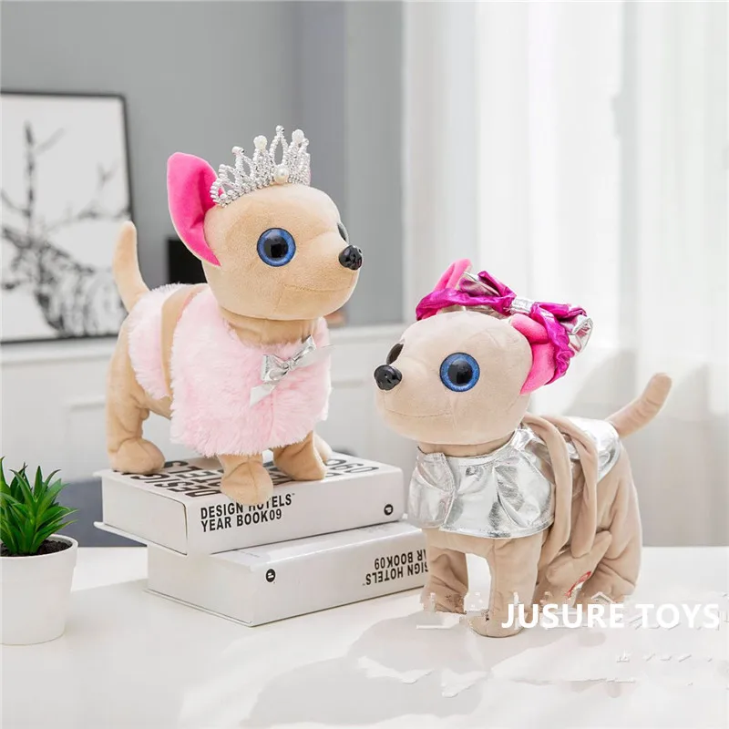 Электронный питомец, собака-робот Chi, плюшевая набивная собака, гуляющая Поющая интерактивная игрушка для собак с сумкой для детей, на день р... от AliExpress WW