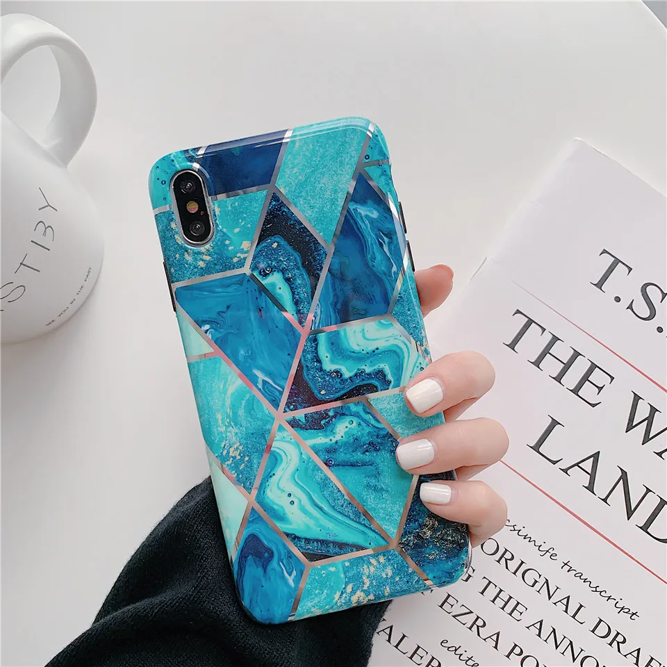 Синий, розовый, мраморный чехол для телефона Coque Funda, чехол для Apple iphone 10 Xs max, чехол s, XR, X, 8, 7 plus, 6, 6s plus, чехол для iphone 11 pro max