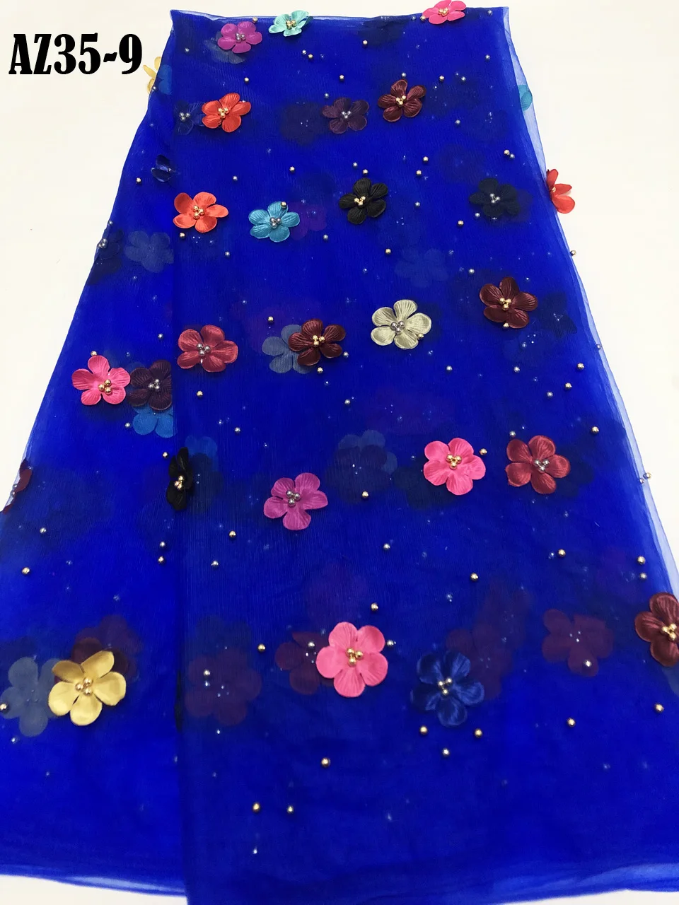 

African Lace Fabric 3D Flower High Quality 2019 French Tulle Lace Fabric Appliqued Nigerian Net Lace for Wedding Dress AZ35-5
