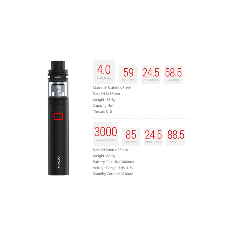 100% оригинал SMOK электронные сигареты stick X8 комплект 4 мл 3000 мАч батарея с TFV8 X baby tank