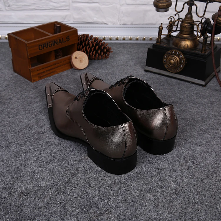 Новинка Модные осенние Мужские модельные туфли темно золотого цвета свадебные