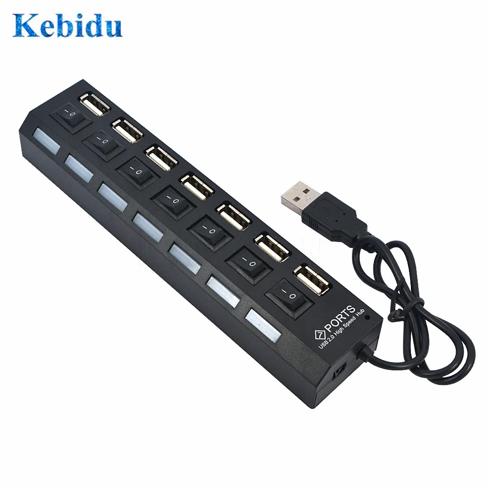 Высокоскоростной USB концентратор 2 0 с 7 портами и светодиодным