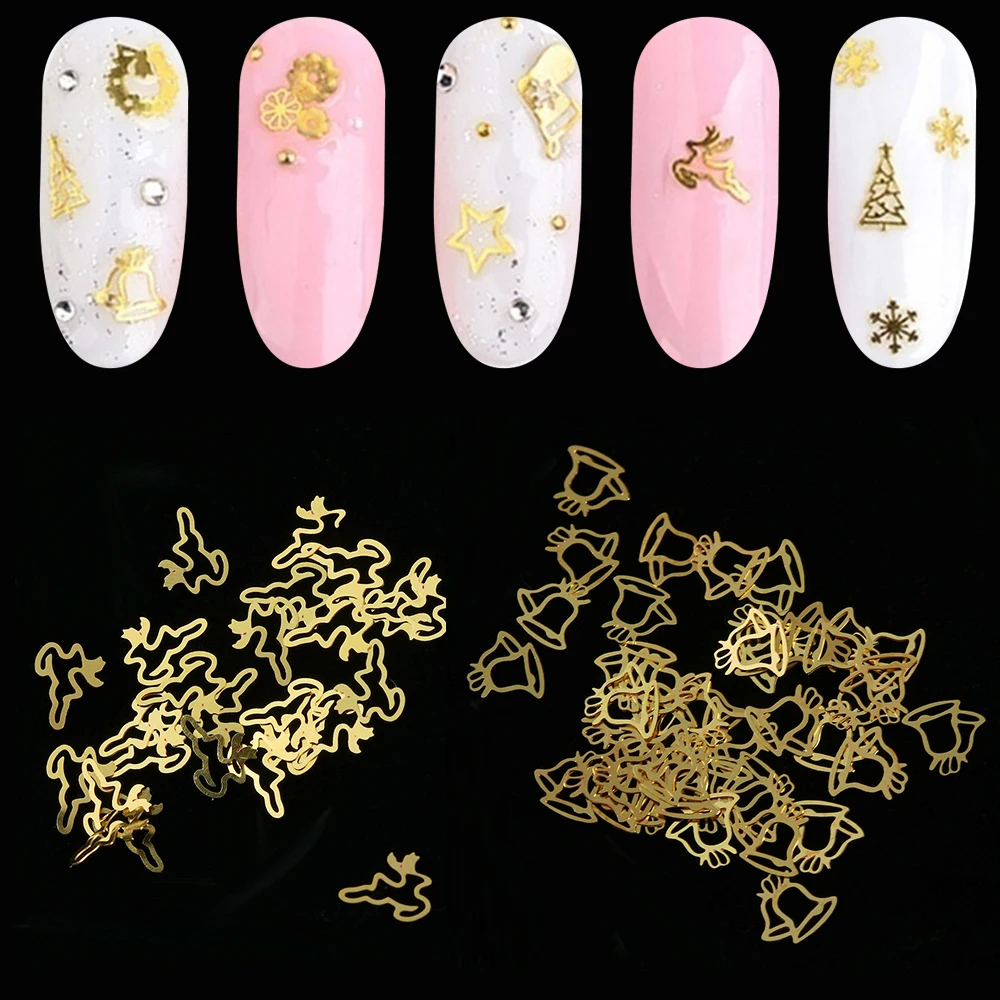 1 упаковка золотой микс Рождественский блеск для ногтей хлопья снежные